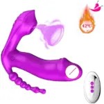 Vibrador para Ponto G, Ânus e Clitóris com Controle Remoto a Distância - Suck 3 em 1