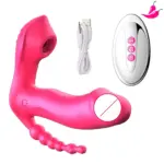 Vibrador para Ponto G, Ânus e Clitóris com Controle Remoto a Distância - Suck 3 em 1
