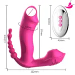 Vibrador para Ponto G, Ânus e Clitóris com Controle Remoto a Distância - Suck 3 em 1