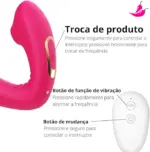 SINDY- Vibrador Feminino com Sugador de Clitóris e Simulador de Sexo Oral c/ Controle Remoto