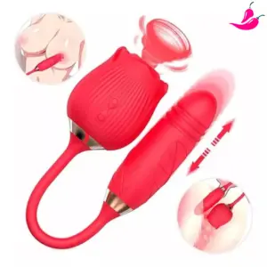 Vibrador Sexual com Sugador de Clitóris e Bullet Vai Vem - Rose X