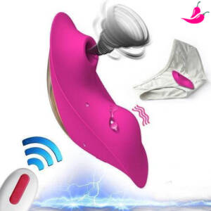Calcinha Vibratória com Controle Remoto a Distância, Sugador e Vibrador de Clitóris - Rose