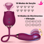 Vibrador de Rosa com Sugador de Clitóris; Estimulador de Ponto G