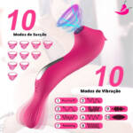 Vibrador Feminino Discreto com Sugador de Clitóris - BirdFly