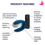 Satisfyer Double Love Luxury - Vibrador para Casal com Controle Remoto e 11 Modos de Vibração e Controle via APP