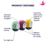 Conjunto de ovos de masturbação, 3 peças - Riffle, Bubble, Fierce