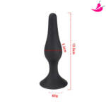 Plug Anal Cônico em Silicone com Ventosa - Tamanho 12.5x3.2