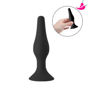 Plug Anal Cônico em Silicone com Ventosa - Tamanho 12.5x3.2