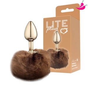 Plug Anal de Metal Dourado com Pompom