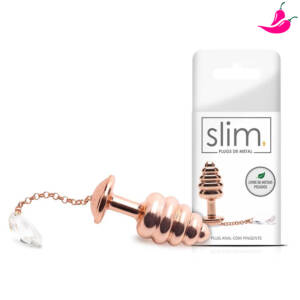 Plug Anal Anelado em Metal -  Berloque Cristal