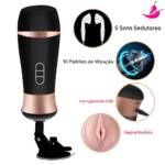 Masturbador com 10 Modos de Vibração + Ventosa - PocketPulse