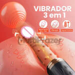 Vibrador Feminino Glow Euphoria - 3 em 1 Movimento Vai e Vem Vibra e Aquece