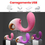 Vibrador Feminino Ponto G Imenso Prazer - 10 Modos de Sucção e Vibração no Ponto G