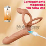 Vibrador Extasy - Anel Peniano com Estimulador de Próstata e Pênis Companheiro para DP