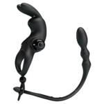 Anel Peniano com Plug Anal Estimulador de Próstata e 12 Vibrações – Pretty Love Penis Sleeve