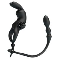 Anel Peniano com Plug Anal Estimulador de Próstata e 12 Vibrações – Pretty Love Penis Sleeve