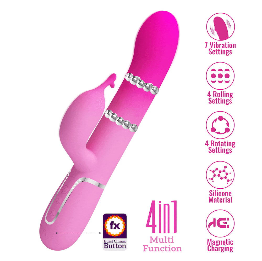 Pretty Love Shima - Vibrador Rabbit com Esferas e Estimulador Clitoriano