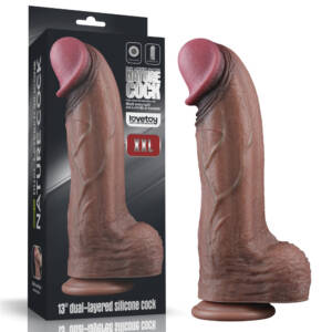 Pênis Dupla Densidade 33x7,6cm – Dual Layered Platinum Silicone Cock Marrom