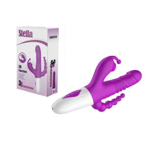 Vibrador Triplo Vai e Vem com Língua Estimuladora e Aquecimento