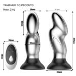 Plug Anal em Metal com Ventosa em Silicone – 10 Modos de Vibração