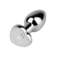 Plug Anal de Luxo em Metal com LED e 12 Modos de Vibração – Tamanho P