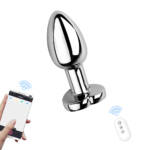 Plug Anal de Luxo em Metal com LED e 12 Modos de Vibração – Tamanho P