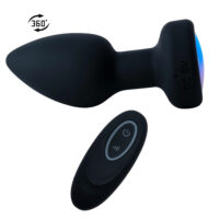 Plug Anal em Silicone com LED, 10 Modos de Vibração e Rotação