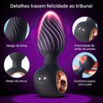 Plug Anal em Silicone com 9 Modos de Vibração e Rotação com Controle Remoto Sem Fio