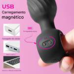 Plug Anal em Silicone com 9 Modos de Vibração e Rotação com Controle Remoto Sem Fio