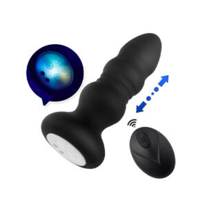 Plug Anal em Silicone com LED, 10 Modos de Vibração e Movimentos de Vai e Vem com Controle Remoto sem Fio