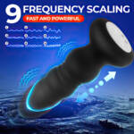 Plug Anal em Silicone com LED, 10 Modos de Vibração e Movimentos de Vai e Vem com Controle Remoto sem Fio