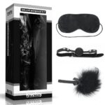 Kit Bondage Luxo com 3 Peças – Mordaça, Venda e Pluma