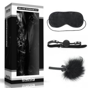 Kit Bondage Luxo com 3 Peças – Mordaça, Venda e Pluma