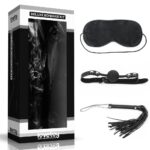 Kit Bondage Luxo com 3 Peças – Mordaça, Venda e Chicote