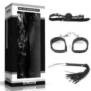 Kit Bondage Luxo com 3 Peças – Mordaça, Algema e Chicote