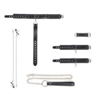 Kit Bondage com Corrente de Tração, Grampos de Mamilo, Algemas Ajustáveis e Coleira – YOUVIBE