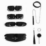 Kit de Bondage com Coleira, Algemas, Arnês de Cama, Algemas de Coxa e Cintura
