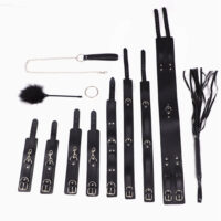 Kit de Bondage com Coleira, Algemas, Arnês de Cama, Algemas de Coxa e Cintura