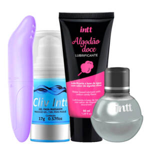 Kit Algodão Doce – Vibrador + Cliv Intt + Lubrificante + Fruit Sexy