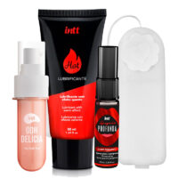 Kit Morango Selvagem – Ooh Delícia + Lubrificante + Garganta Profunda + Vibrador