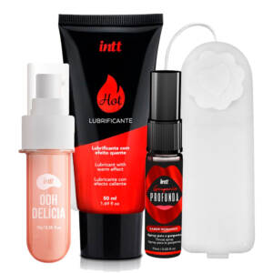 Kit Morango Selvagem – Ooh Delícia + Lubrificante + Garganta Profunda + Vibrador