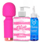 Kit Ritual do Prazer – Vibrador Varinha + Blow Girl + Limpa Toys