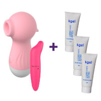 Kit Duplo Prazer –  Sugador + Vibrador + 3 Lubrificantes Kgel