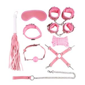 Kit Bondage Pink Passion - Conjunto Completo de Fetiche 8 Itens
