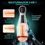 Masturbador Masculino Lanterna Recarregável com 9 Modos de Vibração e 9 de Sucção