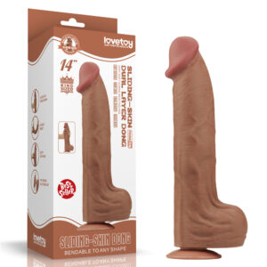Pênis Realístico King Sized Dupla Camada 36 cm com Ventosa — Marrom LoveToy