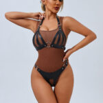Conjunto Bondage Vixen — Sutiã e Calcinha em PVC com Detalhes Metálicos