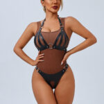 Conjunto Bondage Vixen — Sutiã e Calcinha em PVC com Detalhes Metálicos
