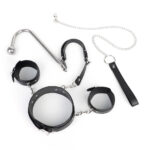 Kit Bondage Completo com Gancho Anal, Algemas, Coleira, Punhos e Corrente de Tração