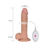 Pênis Realístico Vibratório Antônio — 24 cm com Escroto, Ventosa e 10 Vibrações